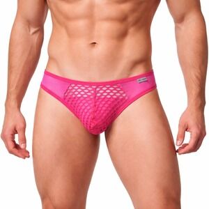 Jockmail Large (30-32) Fishnet Thong Rose Red Mesh Low Rise Underwear JM220 NEW